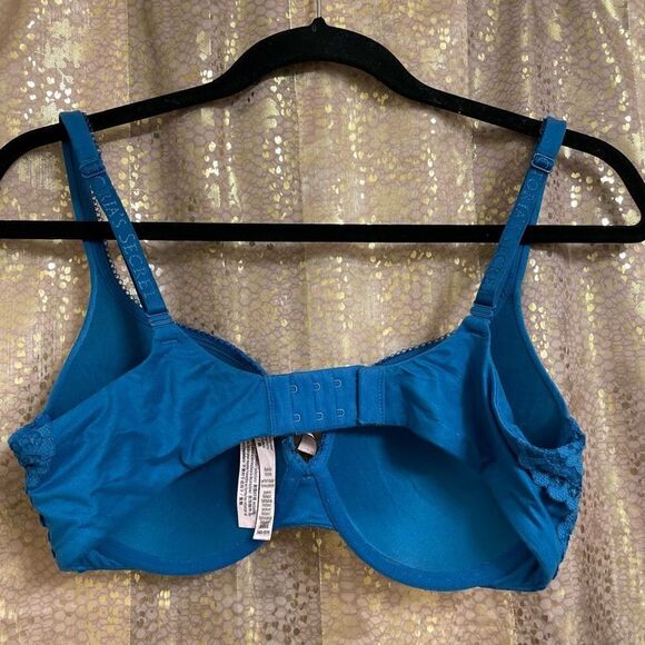 Victorias Secret Body By Victoria Perfect Shape Blue Lace Bra, 34D - Picture 2 of 6